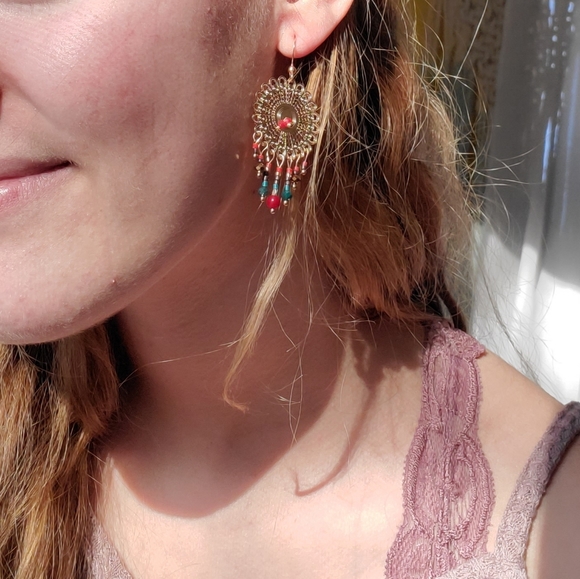 Statement Beaded Chandelier Earrings NWOT - Picture 4 of 4